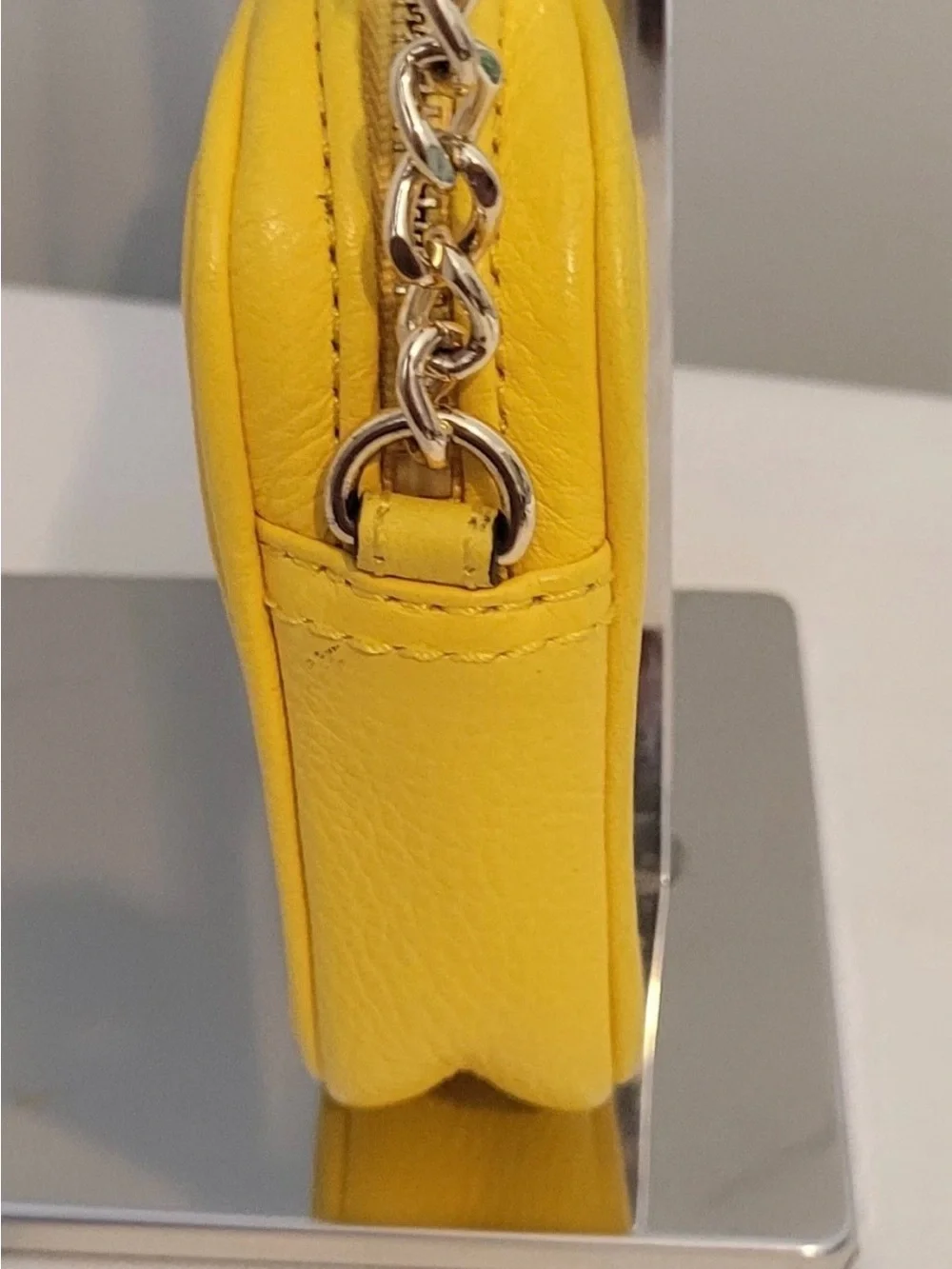 Michael Kors Yellow Pebbled Leather Crossbody Bag with Built In Wallet